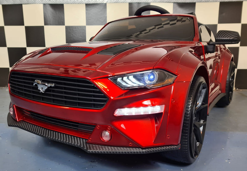 Ford Mustang 24V drift-elbil til børn – metallic rød