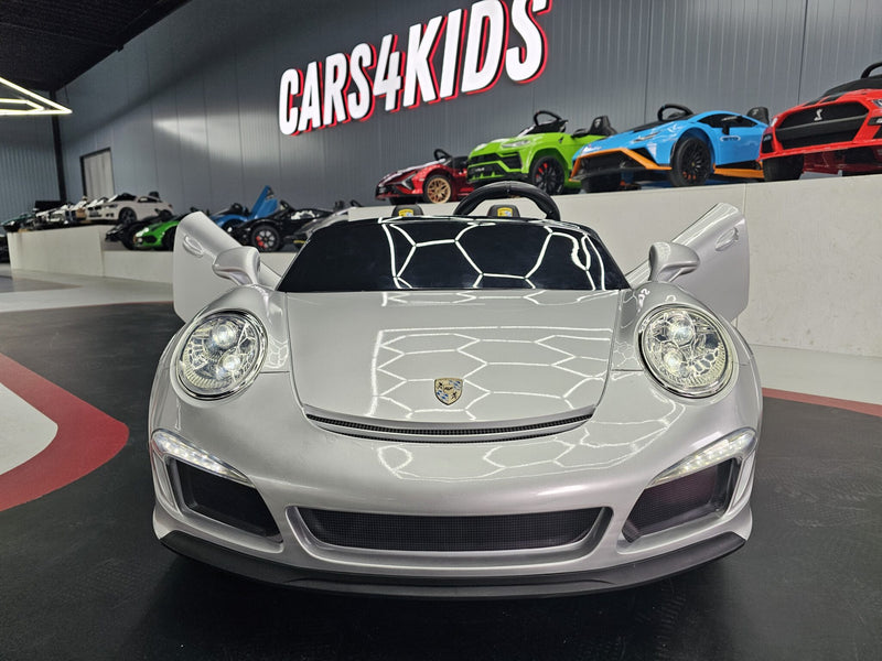 Porsche RUF 24V elbil til børn – 2 personer, metallic sølv
