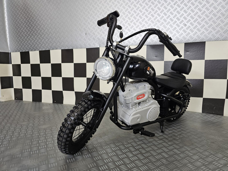 Chopper 24V elmotorcykel til børn med brushless motor – sort