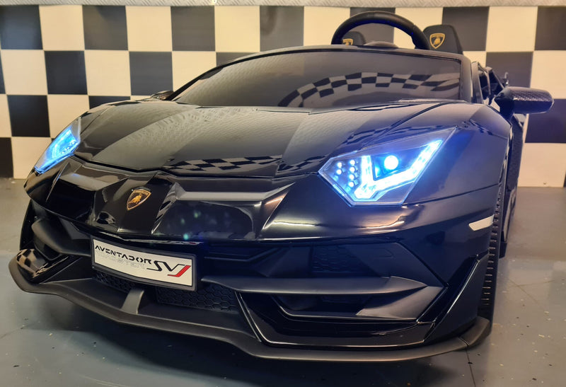 Lamborghini Aventador 12V elbil til børn – 2 personer, metallic sort