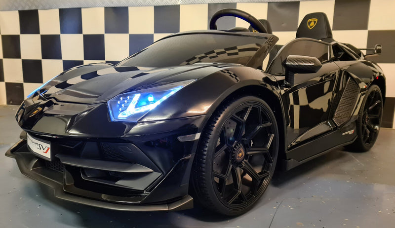 Lamborghini Aventador 12V elbil til børn – 2 personer, metallic sort