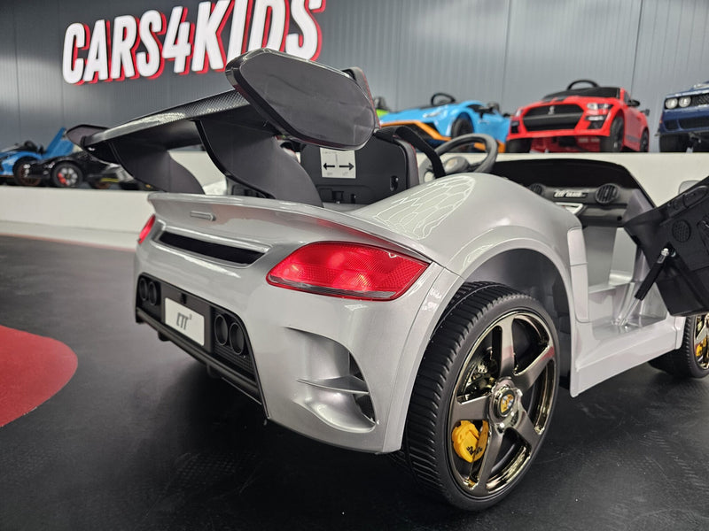 Porsche RUF 24V elbil til børn – 2 personer, metallic sølv