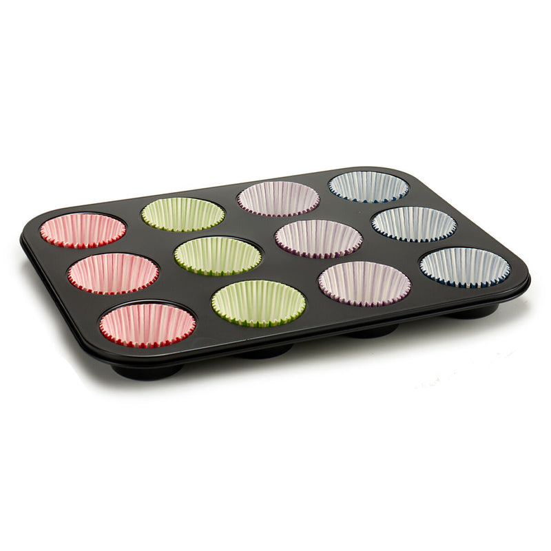 Muffinform Kinvara Blå Sort Rød Grøn Lilla Multifarvet 7 x 7 x 3 cm 35 x 3 x 26,5 cm Bageplade (12 enheder)