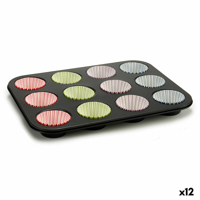 Muffinform Kinvara Blå Sort Rød Grøn Lilla Multifarvet 7 x 7 x 3 cm 35 x 3 x 26,5 cm Bageplade (12 enheder)