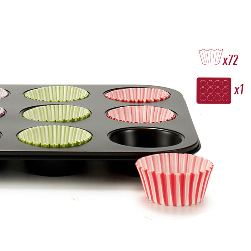 Muffinform Kinvara Blå Sort Rød Grøn Lilla Multifarvet 7 x 7 x 3 cm 35 x 3 x 26,5 cm Bageplade (12 enheder)