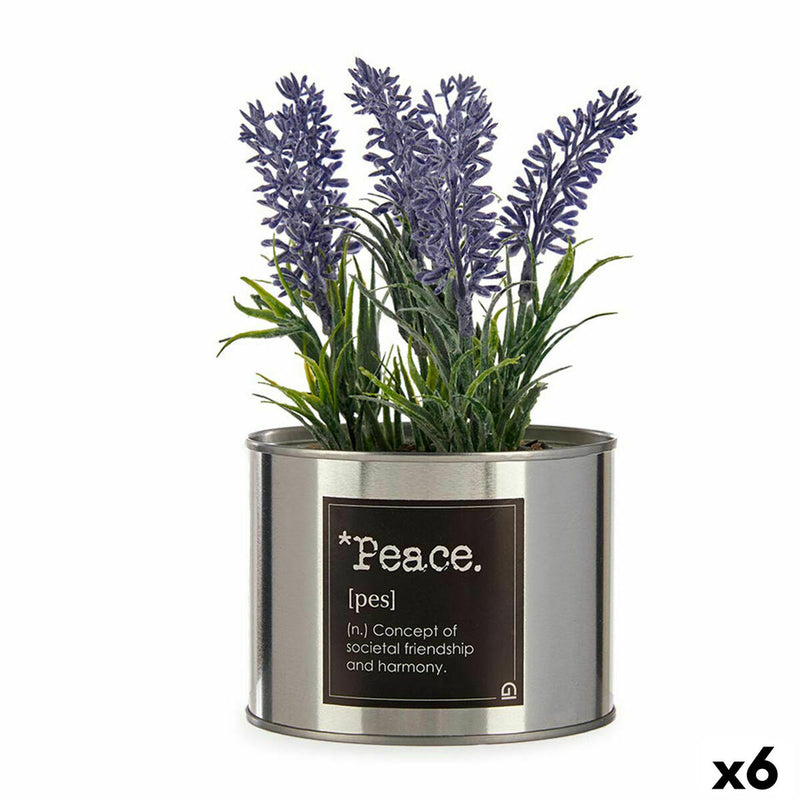 Dekorativ plante Ibergarden Metal Plastik Dåse Lavendel 10 x 18 x 10 cm (6 enheder)