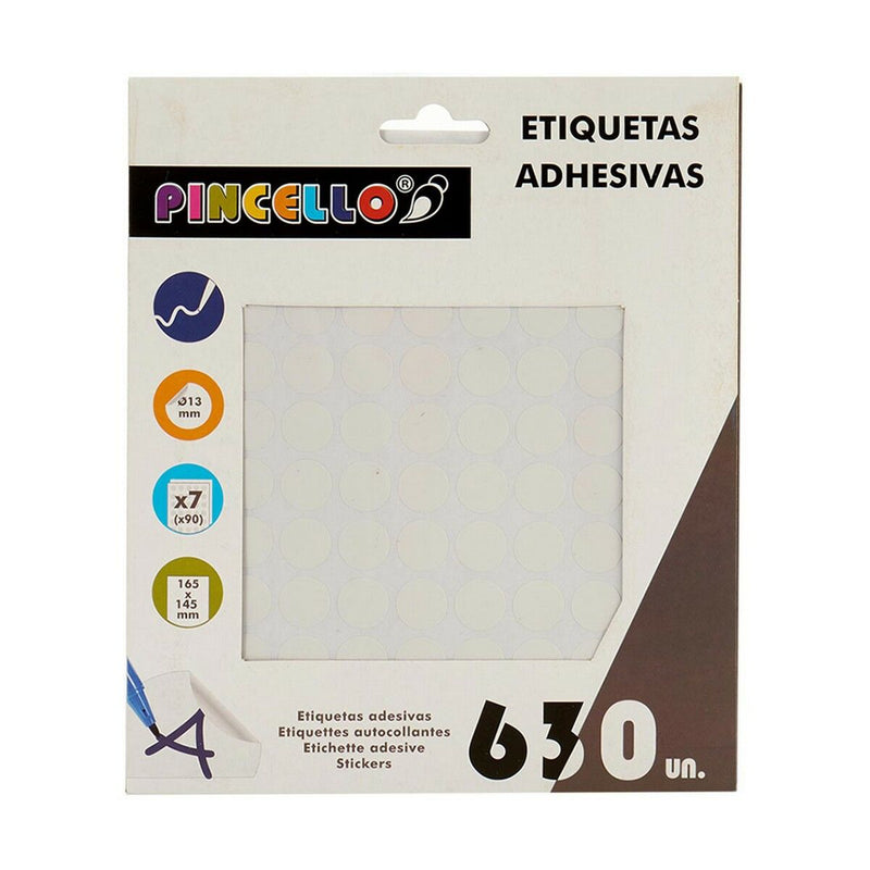 Selvklæbende etiketter Pincello Hvid Ø 13 mm 17 x 4 x 19 cm (12 enheder)