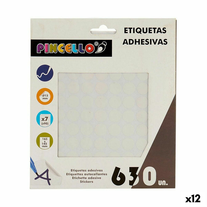 Selvklæbende etiketter Pincello Hvid Ø 13 mm 17 x 4 x 19 cm (12 enheder)