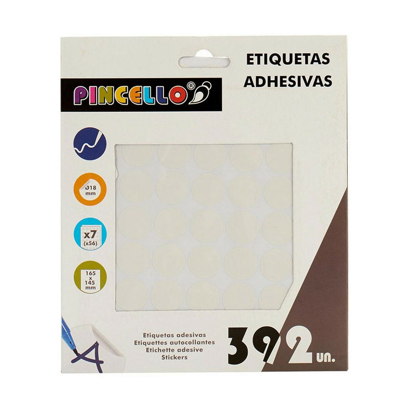 Selvklæbende etiketter Pincello Hvid Ø 18 mm 17 x 4 x 19,5 cm (12 enheder)