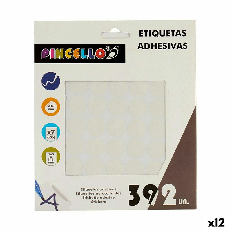 Selvklæbende etiketter Pincello Hvid Ø 18 mm 17 x 4 x 19,5 cm (12 enheder)