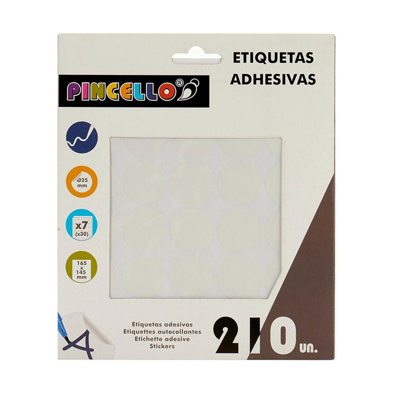 Selvklæbende etiketter Pincello Hvid Ø 25 mm 17 x 4 x 19 cm (12 enheder)