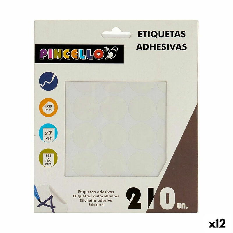 Selvklæbende etiketter Pincello Hvid Ø 25 mm 17 x 4 x 19 cm (12 enheder)