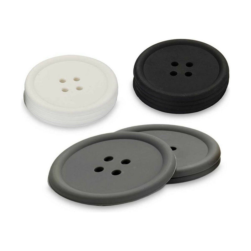Varmebrikker Kinvara Hvid Sort Grå Silikone Plastik Knap 9 x 2 x 9 cm 8,8 x 8,8 x 0,05 cm 8 x 0,05 x 8 cm 9 x 1,8 x 9 cm Sæt (24