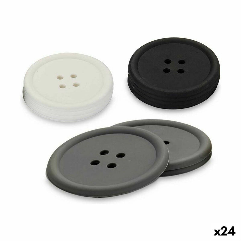 Varmebrikker Kinvara Hvid Sort Grå Silikone Plastik Knap 9 x 2 x 9 cm 8,8 x 8,8 x 0,05 cm 8 x 0,05 x 8 cm 9 x 1,8 x 9 cm Sæt (24