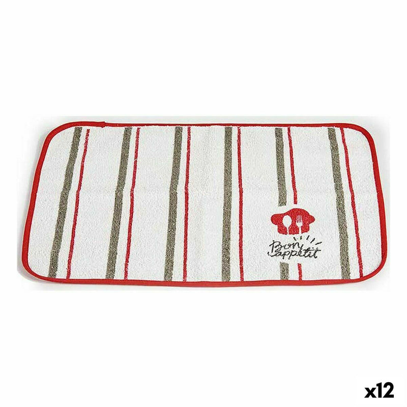 Dækkeserviet Kinvara Bon Appetit Hvid Rød 33 x 0,3 x 48 cm (12 enheder)