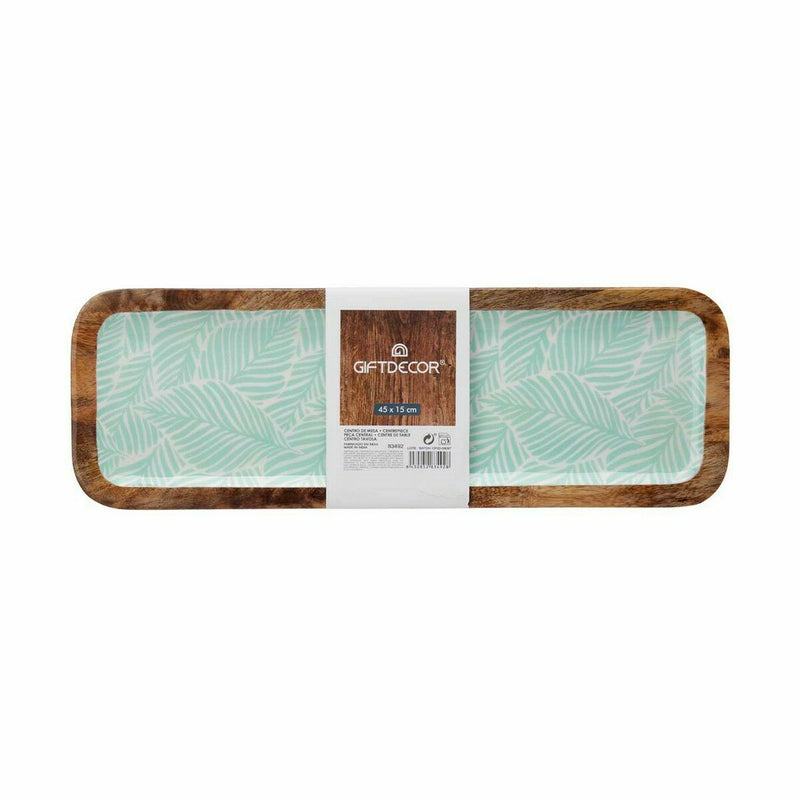 Borddekoration Gift Decor Hvid Brun Grøn Polyester Harpiks Mangotræ 45 x 15 cm 15,2 x 2,54 x 45,7 cm Blad af en plante (6 enhede