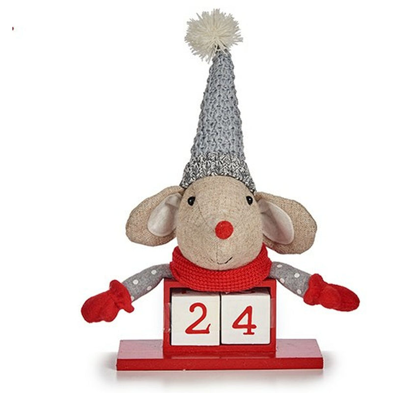 Julepynt Krist+ Hvid Rød Grå Flødefarvet Mus 20 x 11 x 20 cm Kalender (8 enheder)