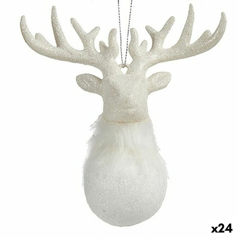 Julepynt Krist+ Hvid Plastik Skinne Rensdyr 14 x 15,5 x 7 cm (24 enheder)