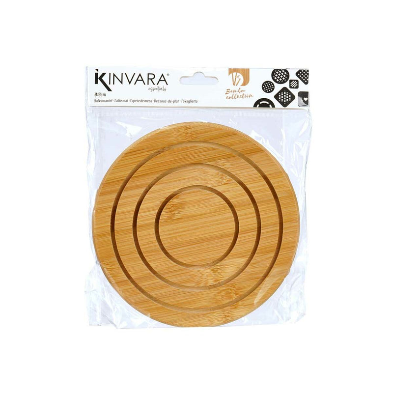 Dækkeserviet Kinvara Natur Bambus Cirkulær 19 x 1 x 19 cm (24 enheder)