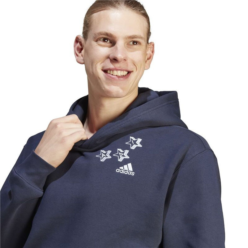 Hættetrøje til Mænd Adidas Bl Fl Hd Q3 Fl Marineblå