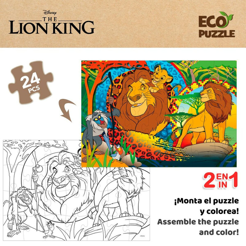 Børne Puslespil The Lion King Dobbeltsidet 24 Dele 70 x 1,5 x 50 cm (12 enheder)