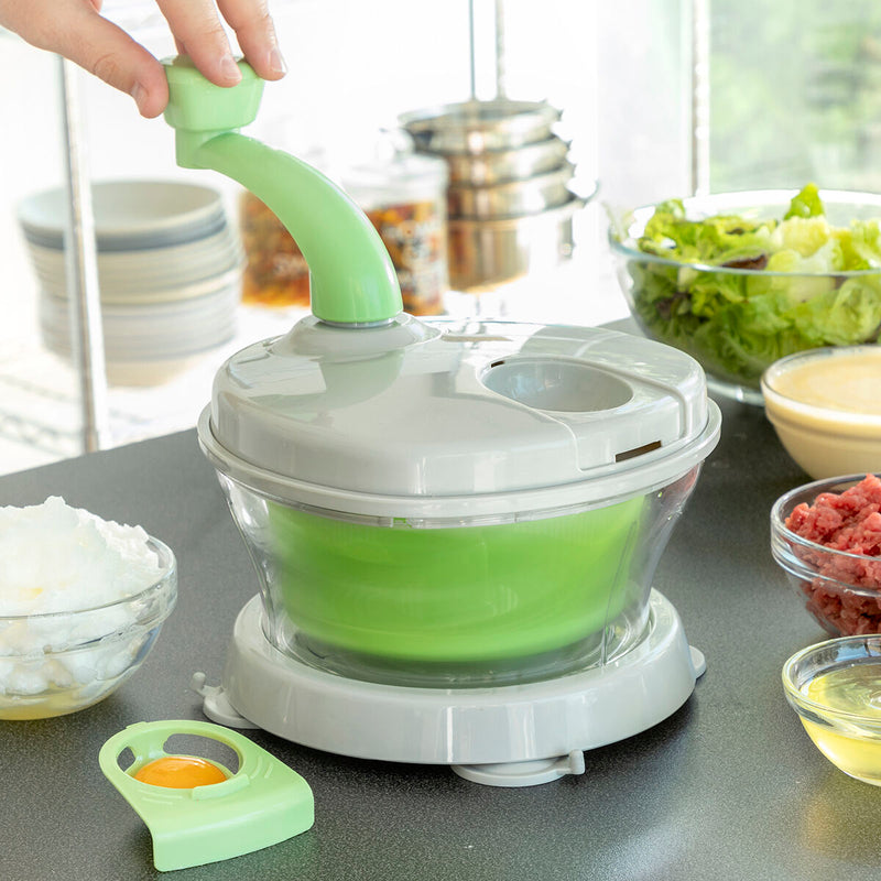 4-i-1 manuel salatslynge, hakker, og mixer med tilbehør og opskrifter Chopix InnovaGoods