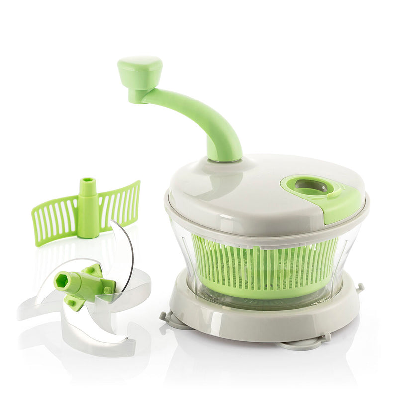 4-i-1 manuel salatslynge, hakker, og mixer med tilbehør og opskrifter Chopix InnovaGoods