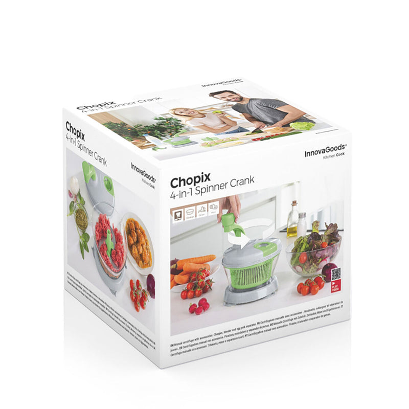 4-i-1 manuel salatslynge, hakker, og mixer med tilbehør og opskrifter Chopix InnovaGoods