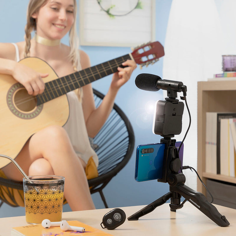 Vlogging-sæt med lys, mikrofon og fjernbetjening Plodni InnovaGoods 6 Dele