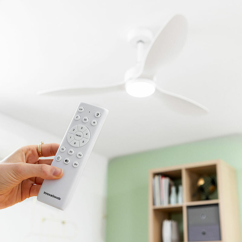 Loftsventilator med LED-lys og 3 ABS-vinger InnovaGoods 52" Ø132 cm Hvid 36 W (Refurbished A)