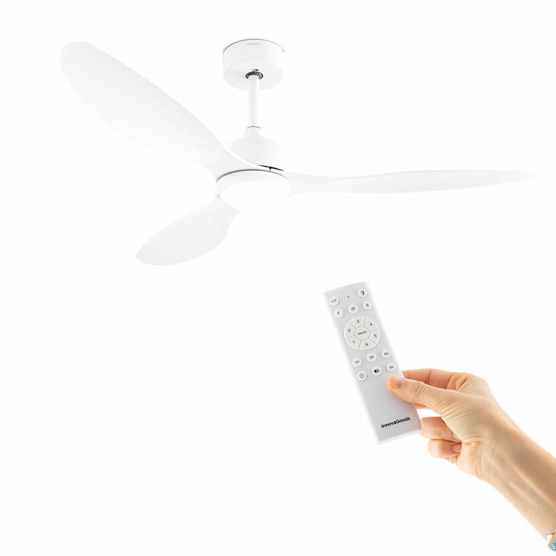 Loftsventilator med LED-lys og 3 ABS-vinger InnovaGoods 52" Ø132 cm Hvid 36 W (Refurbished A)