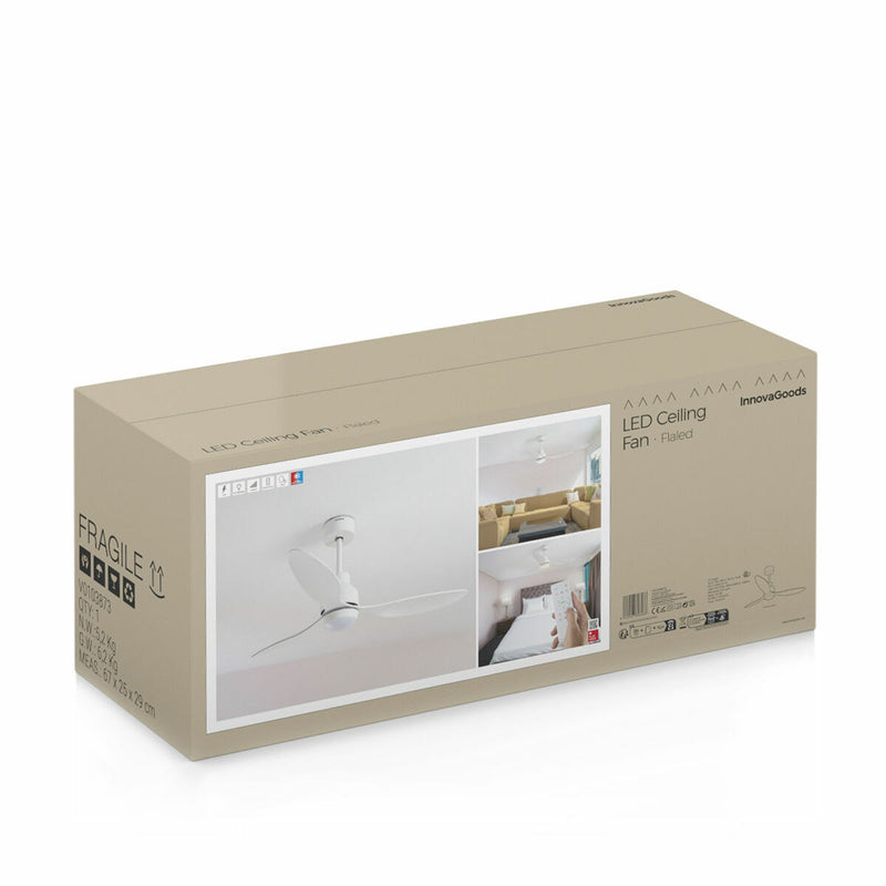 Loftsventilator med LED-lys og 3 ABS-vinger InnovaGoods 52" Ø132 cm Hvid 36 W (Refurbished A)