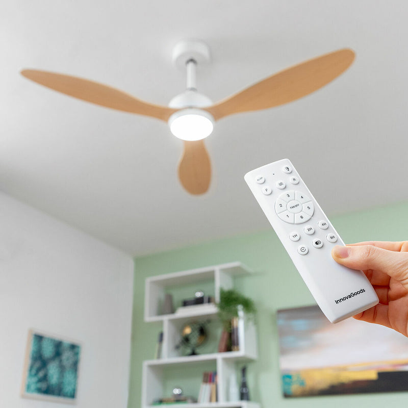 Loftsventilator med LED-lys og 3 ABS-vinger InnovaGoods 52" Ø132 cm Træ 36 W (Refurbished B)