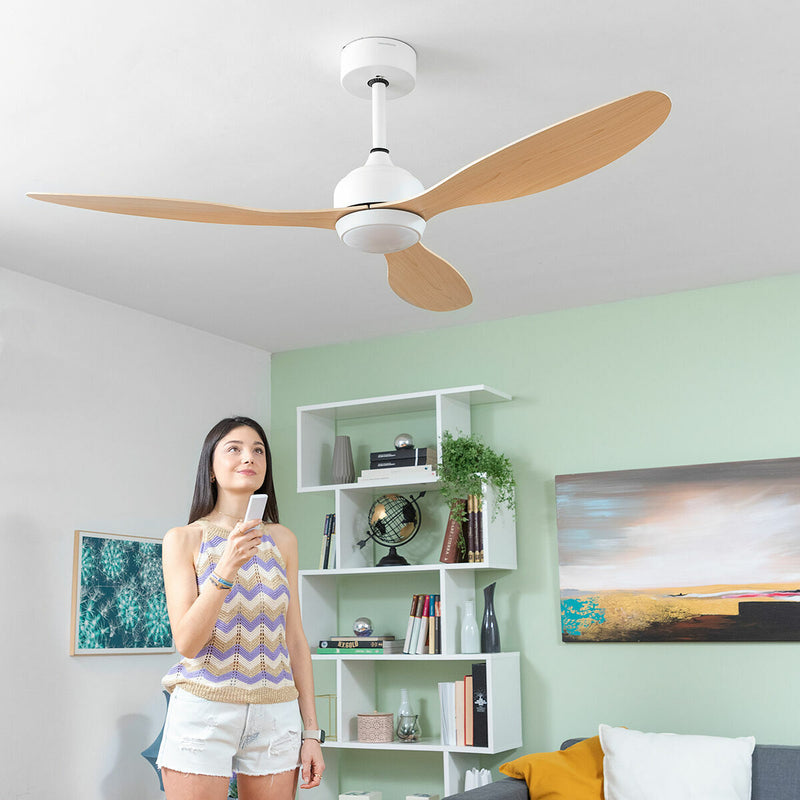 Loftsventilator med LED-lys og 3 ABS-vinger InnovaGoods 52" Ø132 cm Træ 36 W (Refurbished B)