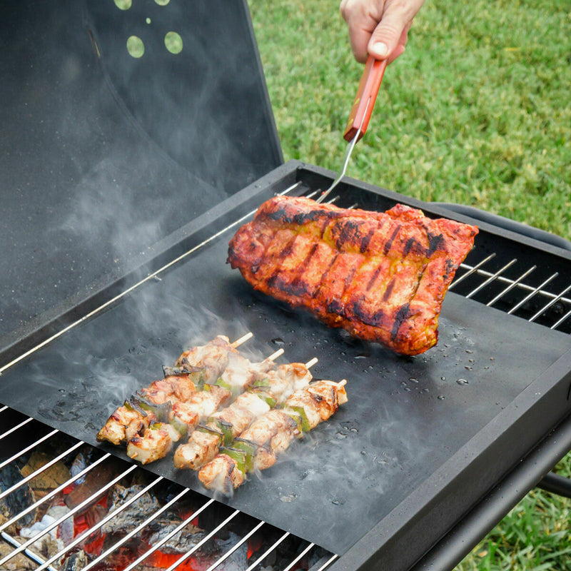 Pack Sammenklappelig trækulsgrill af rustfrit stål og Ovn- og Grillmåtte InnovaGoods
