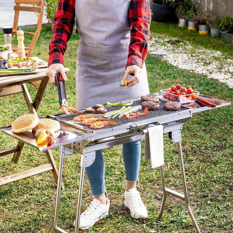 Pack Sammenklappelig trækulsgrill af rustfrit stål og Ovn- og Grillmåtte InnovaGoods