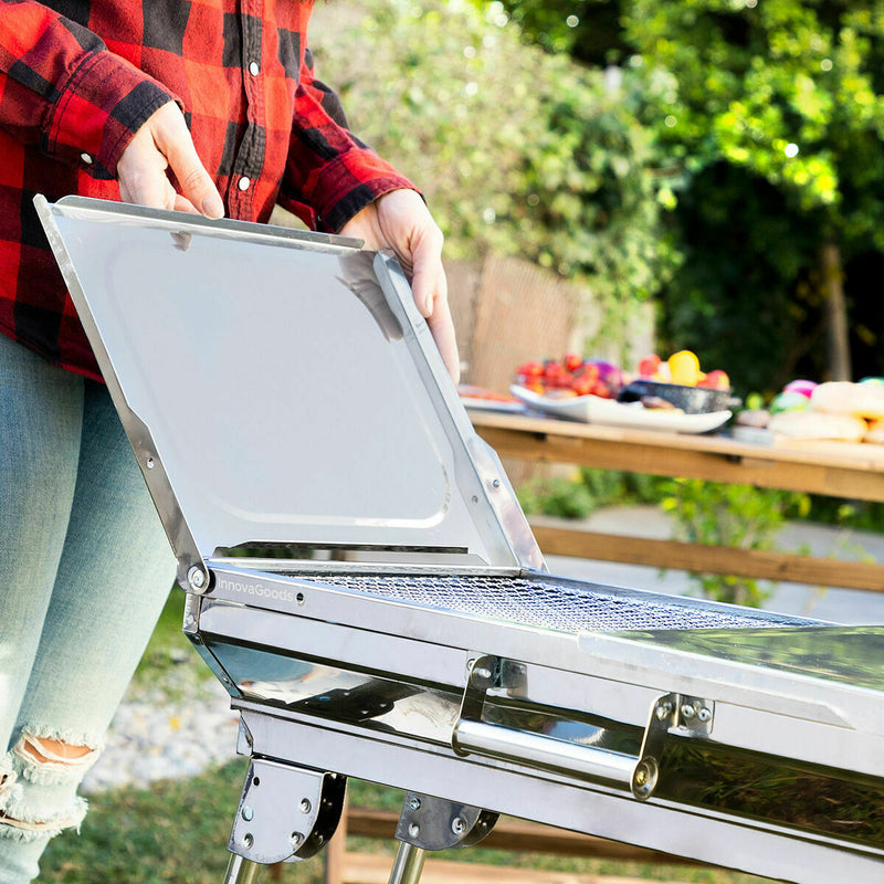Pack Sammenklappelig trækulsgrill af rustfrit stål og Ovn- og Grillmåtte InnovaGoods