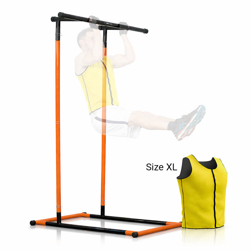 Pack pull up station fitness med øvelsesguide og sauna sportsvest mand XL InnovaGoods