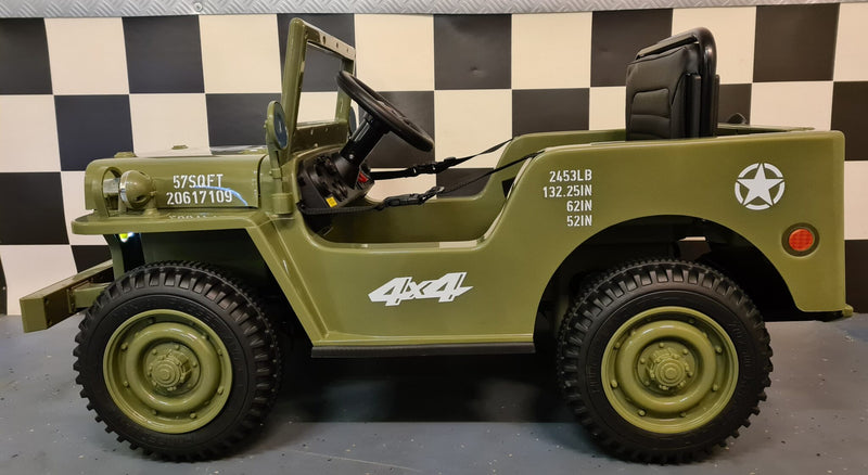 Jeep Willys 12V elbil til børn med fjernbetjening