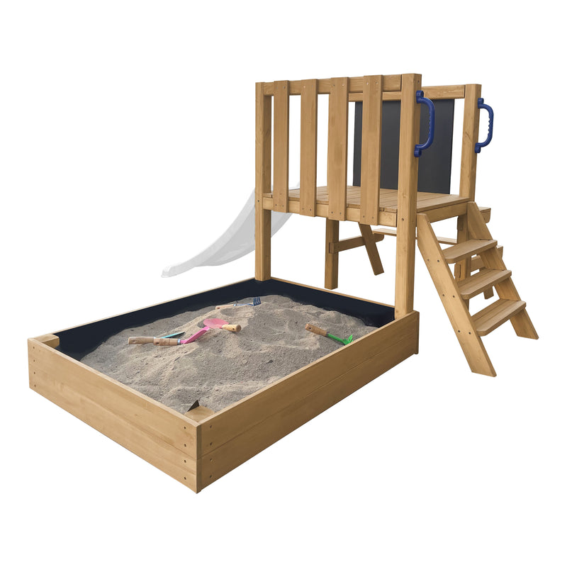 AXI Leah Mini Legetårn med Sandkasse, Picnicbord og Tavle – Hvid Rutsjebane