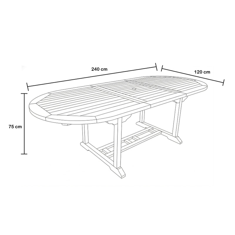 AXI Marzi Oval Udtrækkelig Teak Havebord 180 – 240 cm