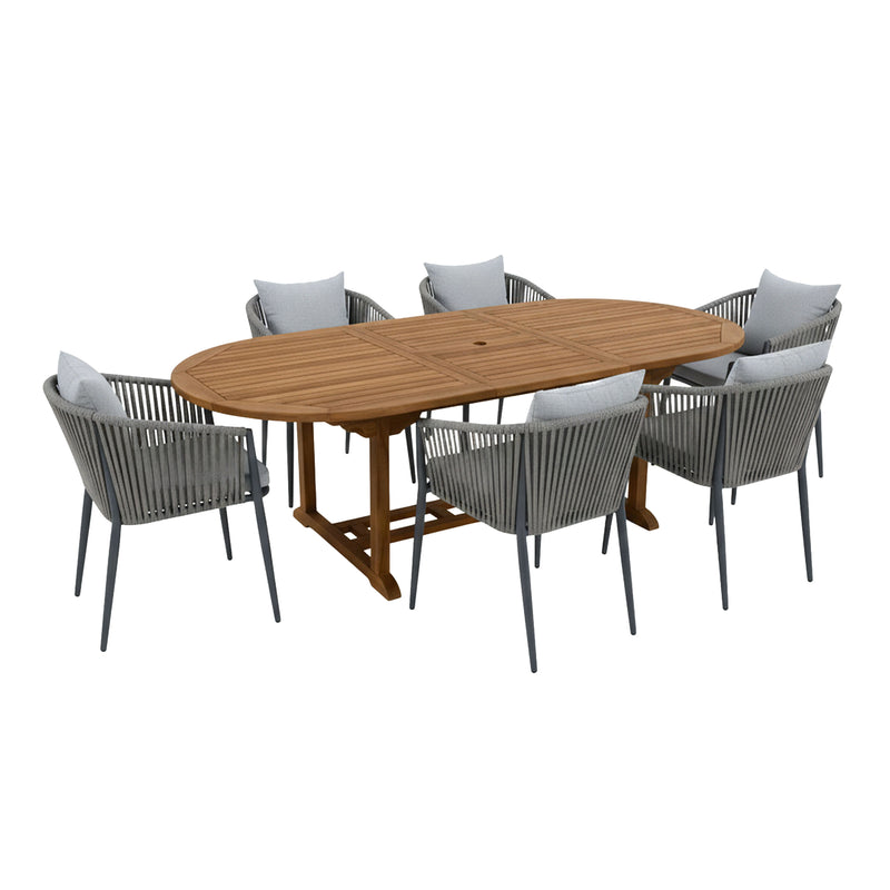 AXI Marzi/Faye 180-240 cm Havesæt 7-delt Teak/antracit - udtrækkeligt