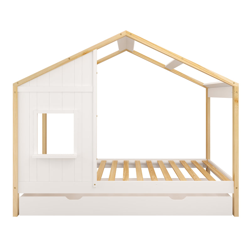 Sunny Beau Hushusseng med Opbevaringsskuffe Brun/Hvid – Med Madras