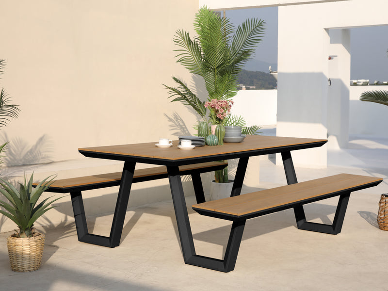 AXI Nori Picnicbord med 2 bænke - Antracit/Teak-look Polywood
