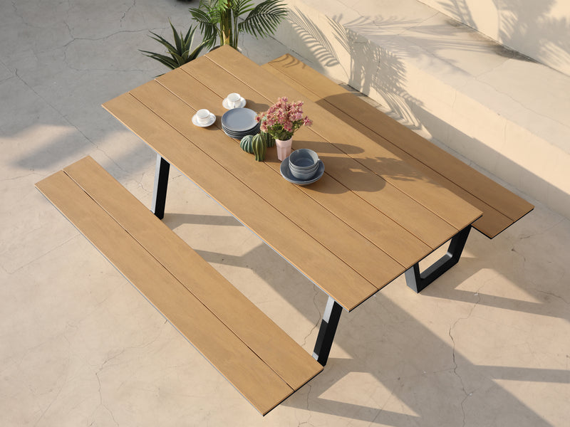 AXI Nori Picnicbord med 2 bænke - Antracit/Teak-look Polywood