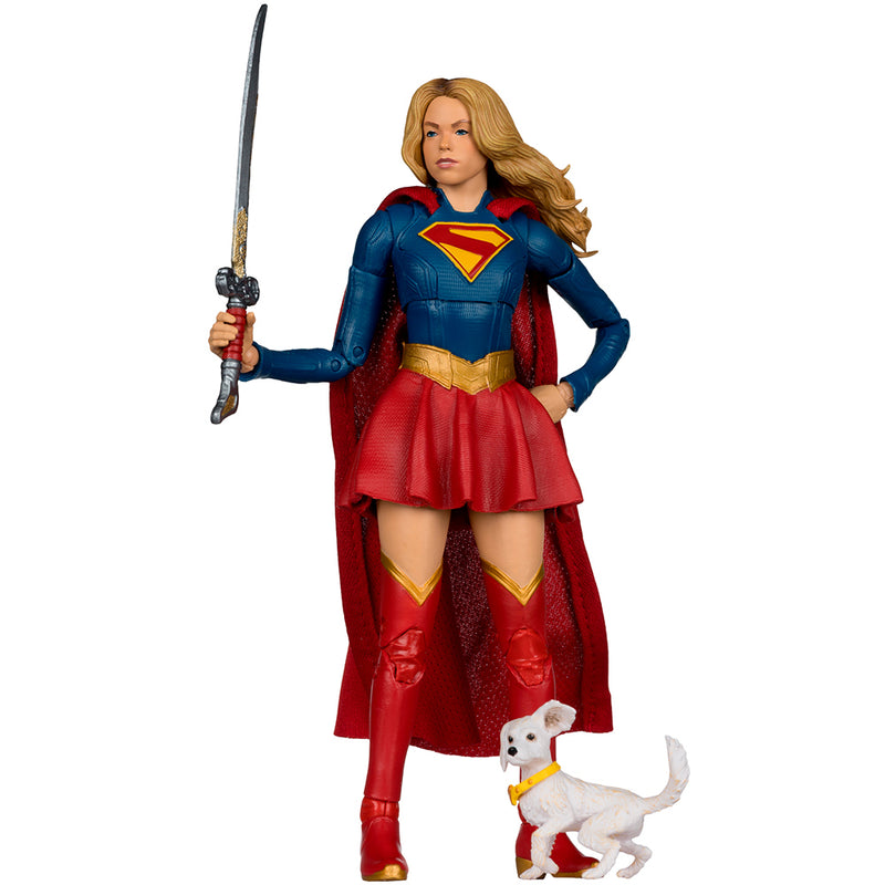 DC Multiverse Supergirl and Baby Krypto (Supergirl Movie) 7 tommer actionfigur (Deluxe Theatrical Edition) McFarlane Toys