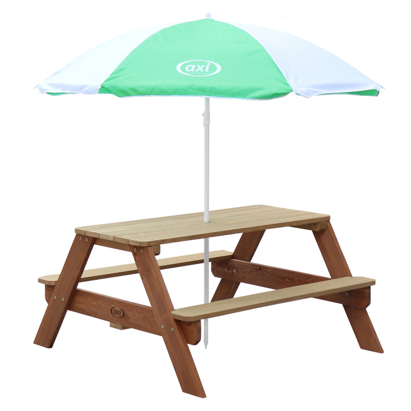 AXI Nick Picnicbord Brun - Parasol Grøn/Hvid