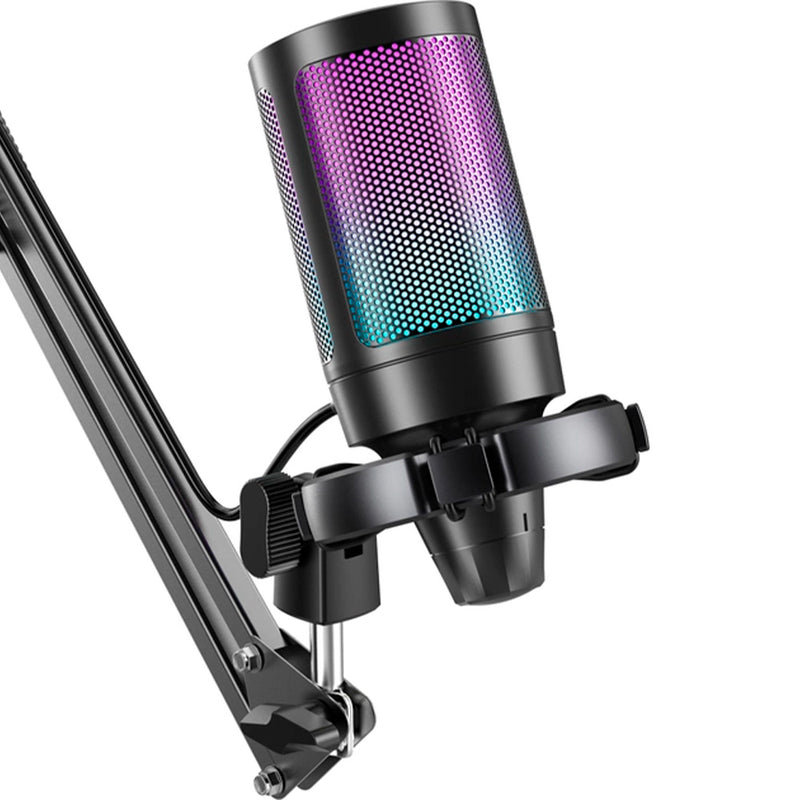 FIFINE A6T RGB USB-kondensatormikrofon med mikrofonarm, sort