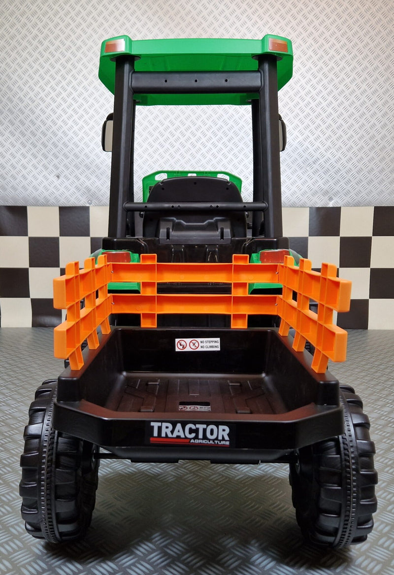 Børnetraktor 24V med anhænger – grøn