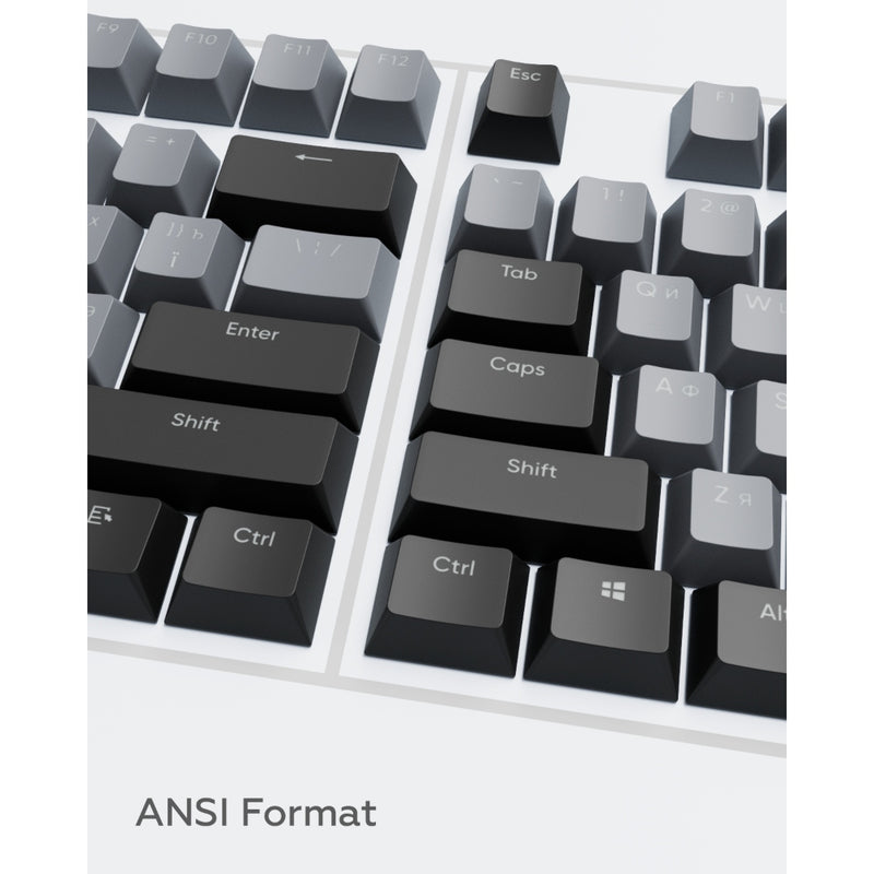 Dark Project KS-46 tastaturtaster (keycaps) PBT, ENG/RU/UA, grå/sort